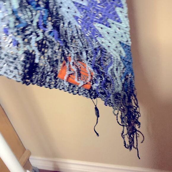 Auth NWOT Missoni Orange Label Zig Zag Chevron Stripe Cropped Poncho Wrap Shawl - Picture 6 of 11